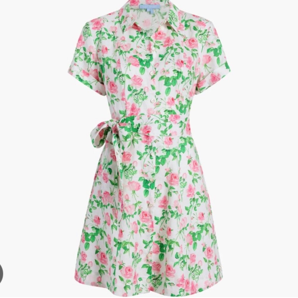 Hill House Home The Laura Dress NWT Size XXL Pink/Green Linen
